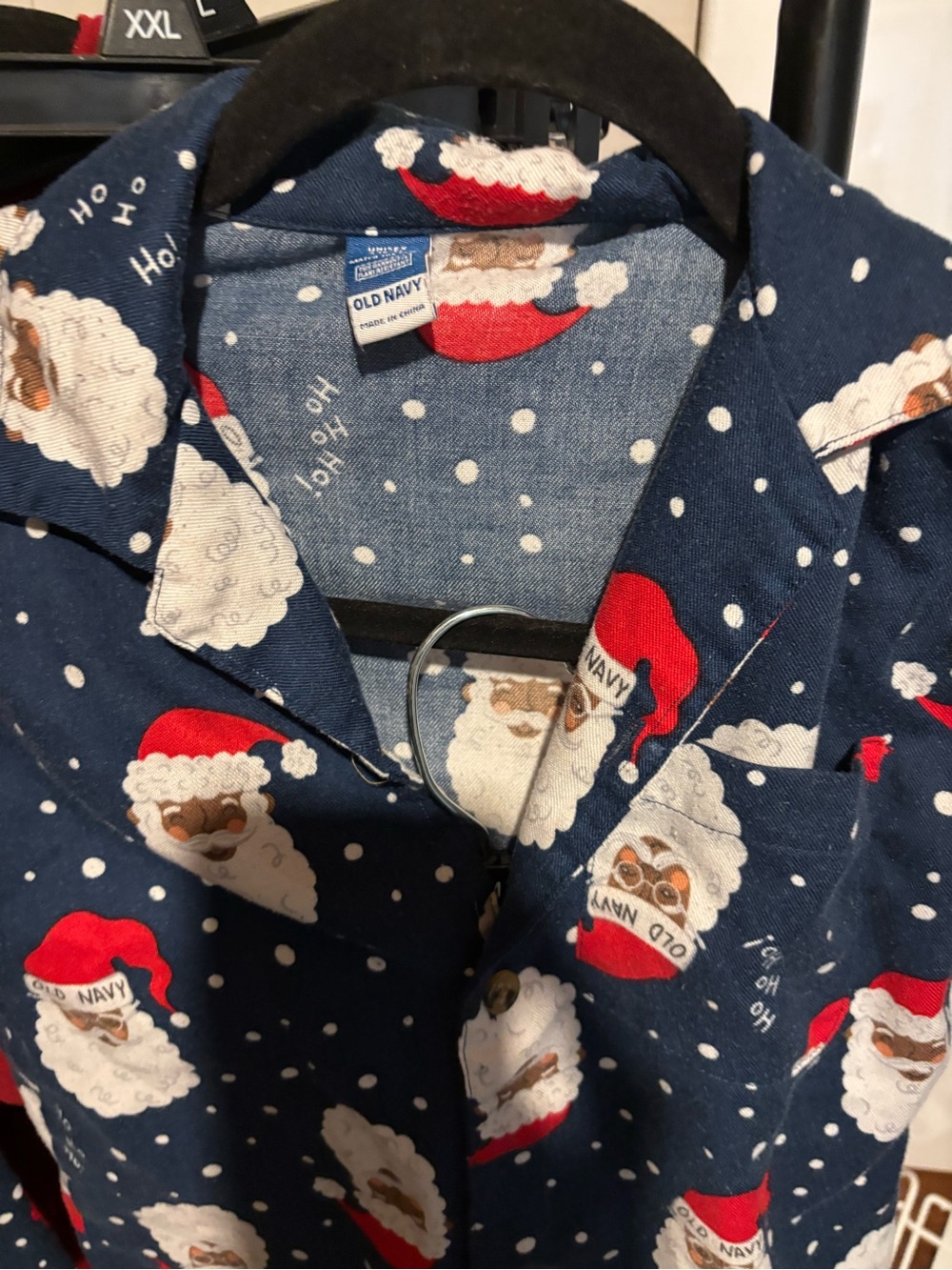 Old Navy Navy Santa Holiday Button-Up